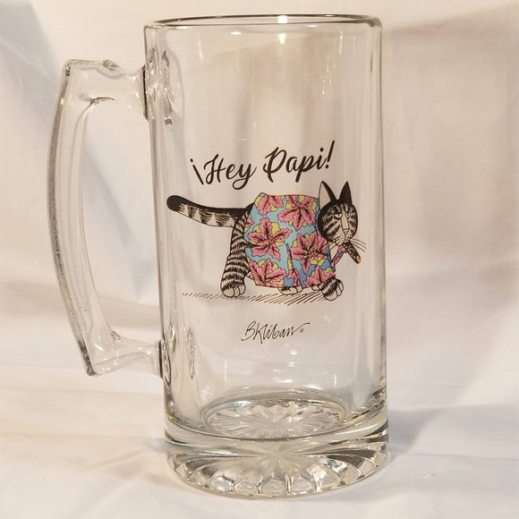 Kliban Styled Cuban Cigar Cat Beer Mug Jumbo Glass Stein - Picture 1 of 8